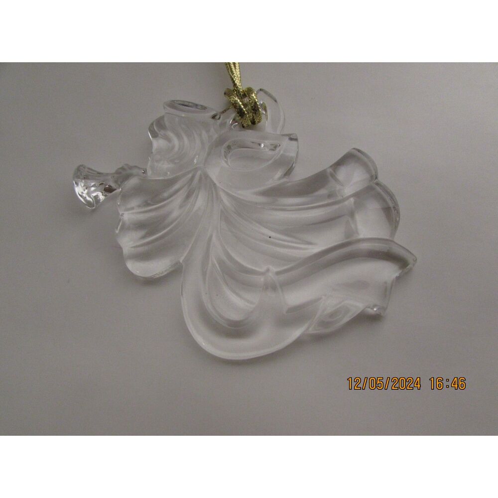 Mikasa Crystal Angel Christmas ornament playing a horn religious